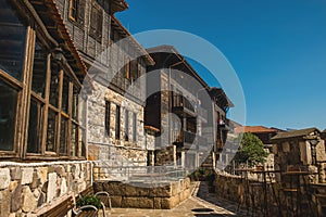 Detail of the facade of buildings in the town of Sozopol