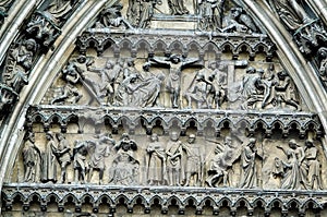 detail of the facade of the cathedral taken in cologne germany, north europe
