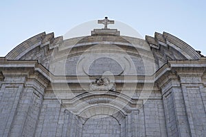 Detail of the facade of a church in France