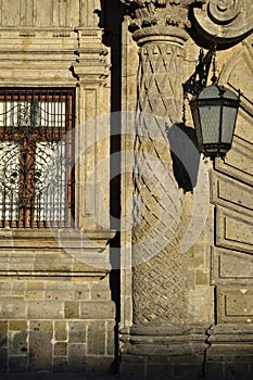 Detail of the facade of government palace in Guadalajara Mexico