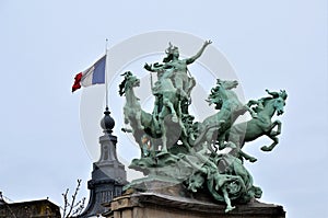 Detail of the facade of Grand Palais des Champs-Elysees, Paris