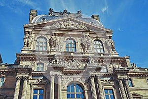 Detail of the facade of the Louvre Palace