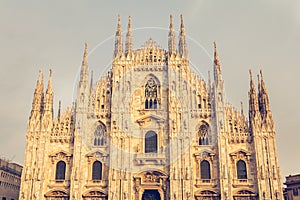 Detail of the facade of Milan Cathedral