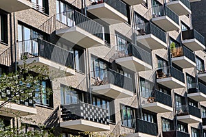 Detail of the facade of a modern apartment building