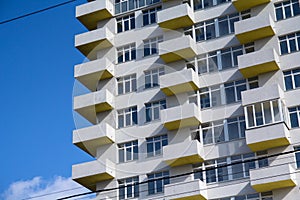 Detail of the facade of a multistory building
