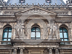 Detail of the facade of one of the buildings surrounding the inn