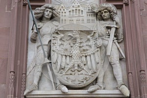 Detail on Facade of Romer City Hall; Romerberg Square; Frankfurt