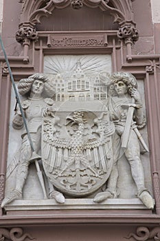 Detail on Facade of Romer City Hall; Romerberg Square; Frankfurt