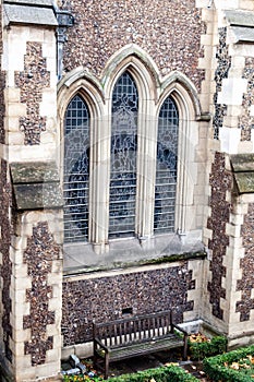 Detail from the facade of Southwark Cathedral in London