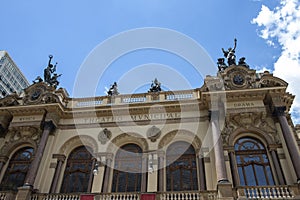 Detail of facade of SÃÂ£o Paulo Municipal Theater photo