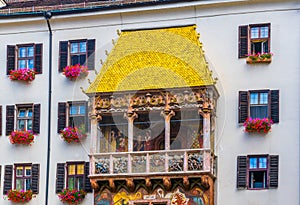 Detail of the famous goldenes dachl in Innsbruck, Austria....IMAGE photo