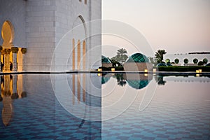 Detail of famous Sheikh Zayed White Mosque in Abu Dhabi