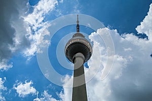 The detail of the famous TV tower in Berlin