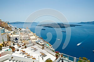 Detail of Fira cityscape on the island of Thera(Santorini), Greece.