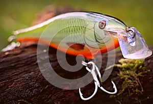 Detail of fishing lure plug Rapala Shallow Shad Rap