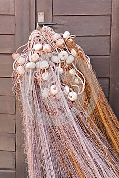 A detail of a fishing net