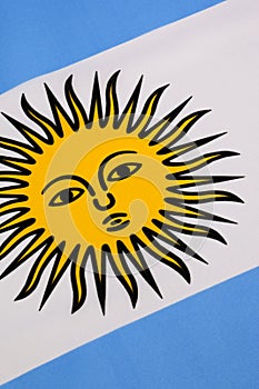 Detail on the flag of Argentina