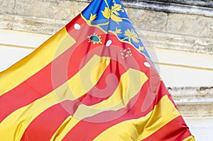 Detail of flag of Comunidad Valenciana, Spain. photo