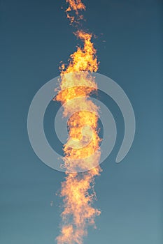 Detail of a flame produced by the burner of a hot air balloon