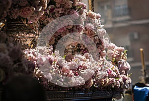 Detail of floral ornamentation on a throne of Holy week