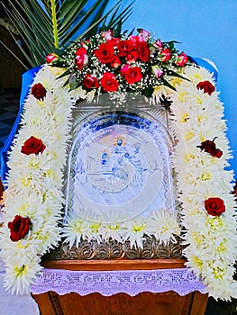 Silver Greek Orthodox Icon Outside Church, Greece