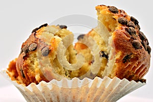 Detail of fluffy chocolate chip muffins photo