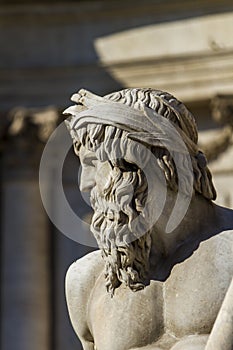 Detail of Fontana dei Quattro Fiumi on Piazza Navona in Rome