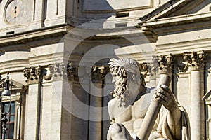 Detail of Fontana dei Quattro Fiumi on Piazza Navona in Rome