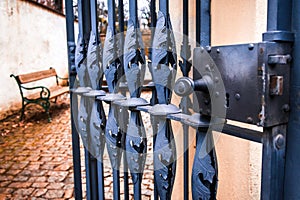 Detail of forged old iron gate