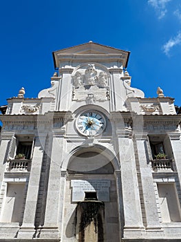 Detail of the Fountain with the clock of Spoleto