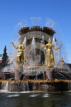 Detail of a fountain Friendship of Nations. Moscow, VDNKh
