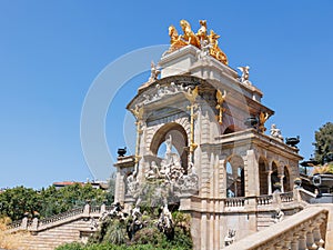 Detail of the Fountain inside The Parc de la Ciutadella, Citadel Park, in Ciutat Vella Neighborhood in Barcelona, Catalonia, Spain