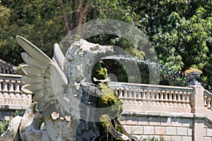 Detail of the Fountain inside The Parc de la Ciutadella, Citadel Park, in Ciutat Vella Neighborhood in Barcelona, Catalonia, Spain
