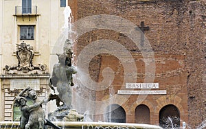 Detail of the fountain of Naiads in Piazza della Repubblica in Rome