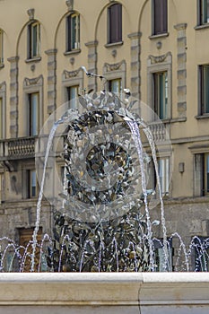Fountain at Piazza Liberta in Bergamo photo