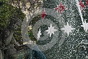 Detail of a fountain in the Rossio Square in the city of Lisbon