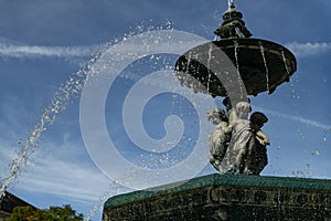 Detail of a fountain in the Rossio Square in the city of Lisbon