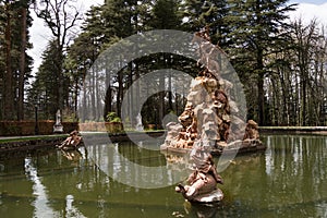 Detail of fountain, San Ildefonso Castle garden, Spain