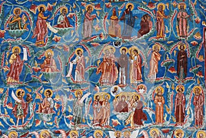 Detail of a fresco, painted church, Sucevita, Bucovina, Romania