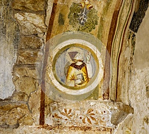 Detail of a frescoed wall forming part photo