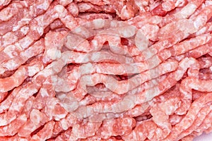 Detail of fresh and raw minced pork from supermarket, fresh food