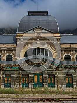 Detail of the front aof Canfranc station photo