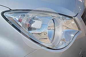 Detail front LED headlights modern car