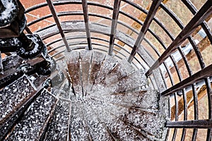 Detail Of Frozen Steps Of Maminka Tower In Czechia