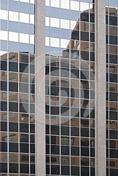 Detail of futuristic skyscrapers in Denver in USA