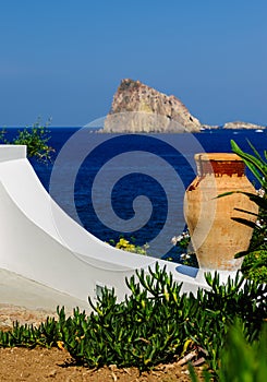 Detail of a garden on Panarea island, Italy.