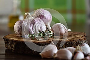 Detail of garlic in rustic backgriund