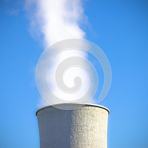 Detail of geothermal tower in Tuscany hills