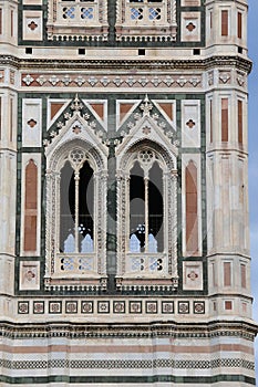 detail of Giottos Campanile in the city of Florence in the Regio