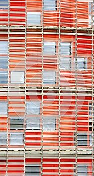 Detail of the glass facade of the Agbar tower in Barcelona